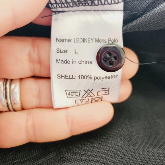 NWT LEDINEY men's polo shirt black and green - Picture 7 of 8